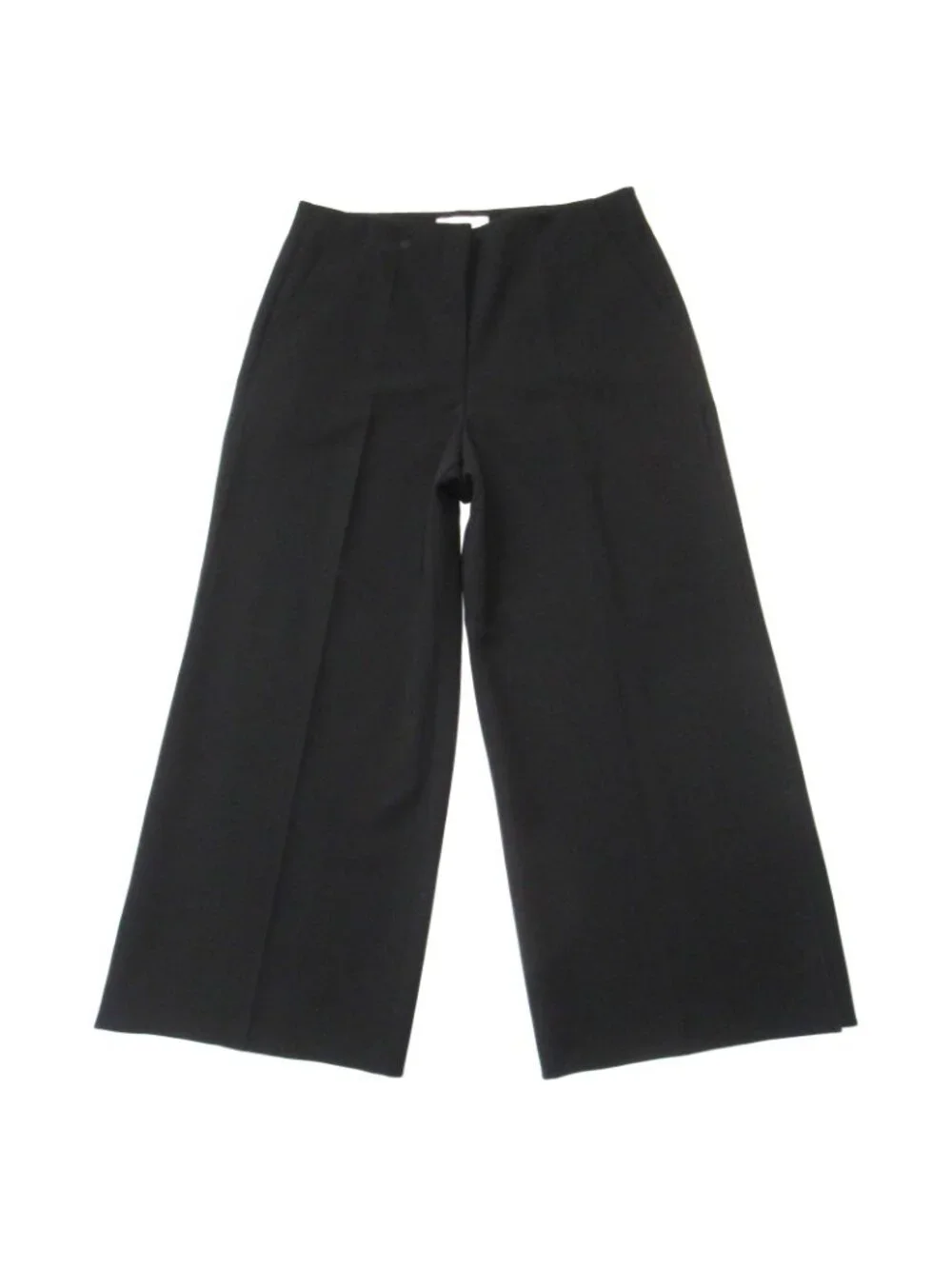 NWT Lafayette 148 Franklin in Black Finesse Crepe Wide Leg Slit Ankle Pants 12